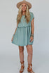 Corded Texture Frill Hem Pocketed Swing Mini Dress